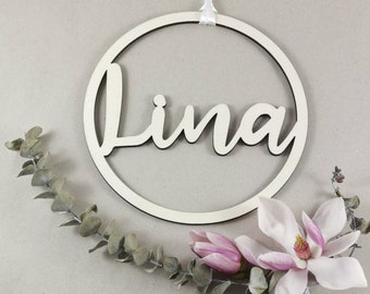 round wooden sign for the children's room - wooden name plate - circle