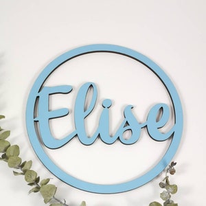Round wooden sign for the children's room name plate made of wood including desired color image 3