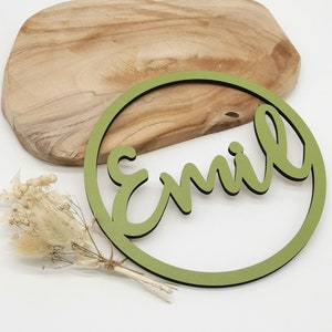 Round wooden sign for the children's room name plate made of wood including desired color image 8