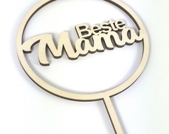 Cake Topper Best Mama - made of wood - simply beautiful cake plug for Mother's Day - Birch wood Caketopper