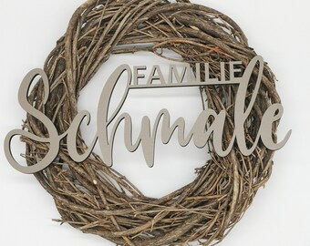 Türkranz - Familienschild -Türschild -Namensschild aus Holz - inkl. Wunschfarbe