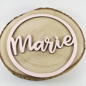 Round wooden sign for the children's room name plate made of wood including desired color image 6