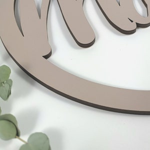 Round wooden sign for the children's room name plate made of wood including desired color image 4