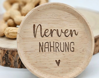 Storage jar with engraving "Nerve Food" for teachers, educators, colleagues, trainers, parents - customizable - 600 ml volume