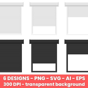 Windows roller shutter clipart set. Digital images or vector graphics for commercial and personal use.