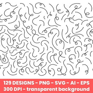 Hand drawn dotted lines clipart, curve line – clip art commercial use, vector graphics, digital images, instant download – CLP15
