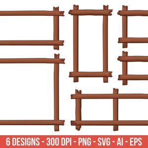 Wood frame in cartoon style clipart, wooden banner – clip art commercial use, vector graphics, digital images, instant download – CLP467