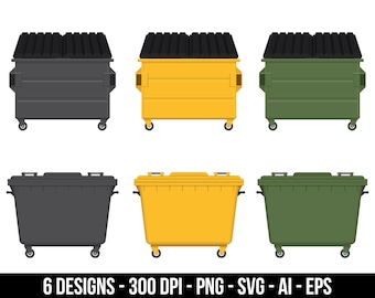 Dumpster clipart set. Digitale afbeeldingen of vectorafbeeldingen voor commercieel en persoonlijk gebruik.