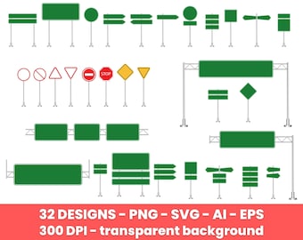 Roads and Signs Clipart Road Pieces Create A Road Scene - Etsy