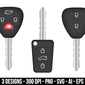 Conjunto de imágenes prediseñadas de las teclas de coche. Imágenes digitales o gráficos vectoriales para uso comercial y personal.