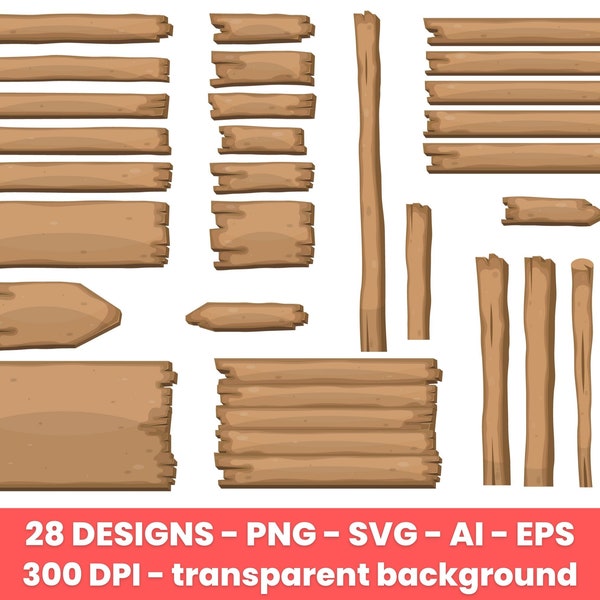 Wooden planks clipart, cartoon style – clip art commercial use, vector graphics, digital images, instant download – CLP30