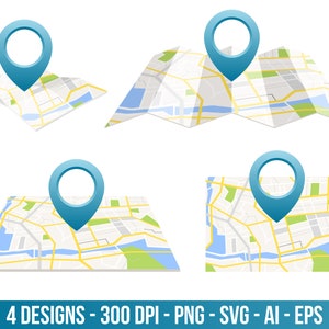 GPS map clipart set. Digital images or vector graphics for commercial and personal use.