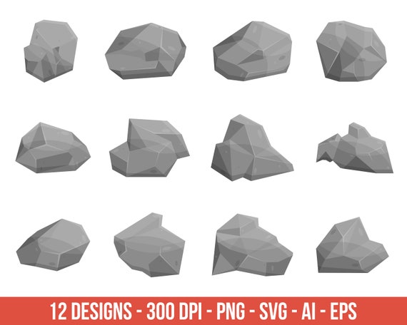 Rock, stones and boulders clipart, cartoon rocks – clip art commercial use, vector graphics, digital images, instant download – CLP37