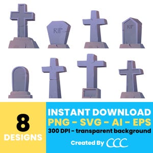 Cartoon grafsteen clipart – digitale grafsteen graphics, vectorkunst voor Halloween en gotische thema's, instant download – CLP1133