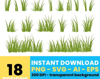 Grass Clipart Set – Digital Grass Illustrations, Vector Art for Nature Projects, Instant Download – CLP551