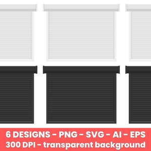 Windows roller shutter clipart set. Digital images or vector graphics for commercial and personal use.