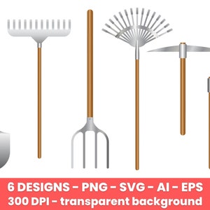 Ensemble de cliparts d’outils de jardinage. Images numériques ou graphiques vectoriels à usage commercial et personnel.