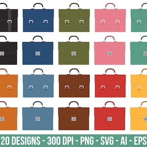 Ensemble clipart de mallette d’affaires. Images numériques ou graphiques vectoriels à usage commercial et personnel.