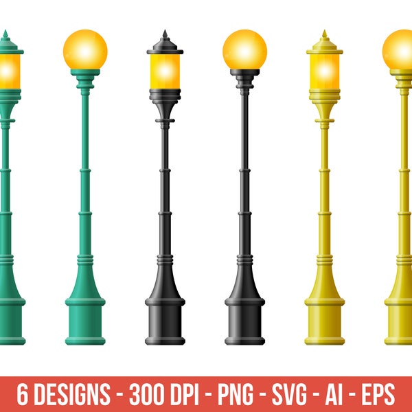 Realistic street light clipart, vintage lamp – clip art commercial use, vector graphics, digital images, instant download – CLP450