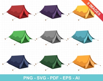 Camping tent clip art set, vector graphics, commercial use, digital images, digital clip art, clipart commercial use