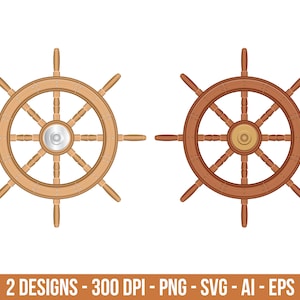 Wooden ship wheel clipart set. Digital images or vector graphics for commercial and personal use.