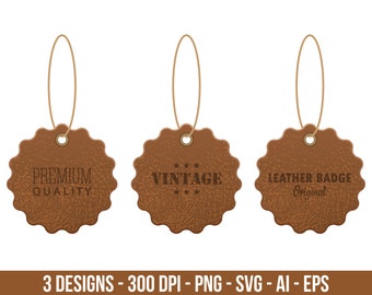 Leather labels clipart set. Digital images or vector graphics for commercial and personal use.