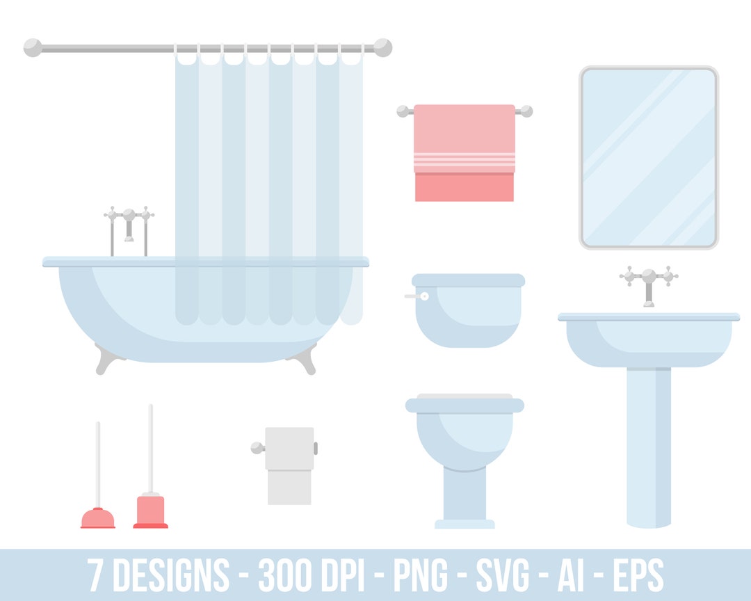 Bathroom Equipment Clipart Set. Digital Images or Vector - Etsy