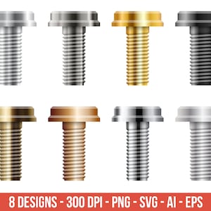 Metal screws clipart, nut clip art, bolt – clip art commercial use, vector graphics, digital images, instant download – CLP19