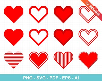 Beautiful red hearts clipart set, heart vector graphics, commercial use, digital images, digital clip art, clipart commercial use