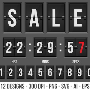 Sale countdown timer clipart set. Digital images or vector graphics for commercial and personal use.