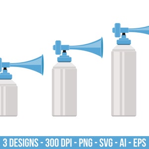 Air horn clipart set. Digital images or vector graphics for commercial and personal use.