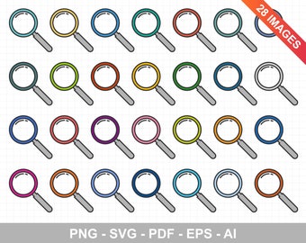 Magnifying glass clipart set, vector graphics, commercial use, digital images, digital clip art, clipart commercial use