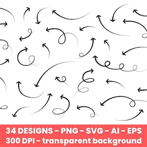 Pijlen lijnen clipart, pijl illustraties, met de hand getekend – clip art commercieel gebruik, vectorafbeeldingen, digitale afbeeldingen, instant download – CLP13