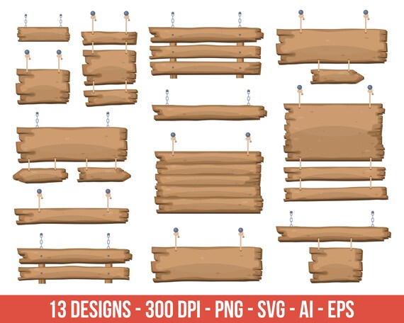 Hanging Wood Sign Board Vector