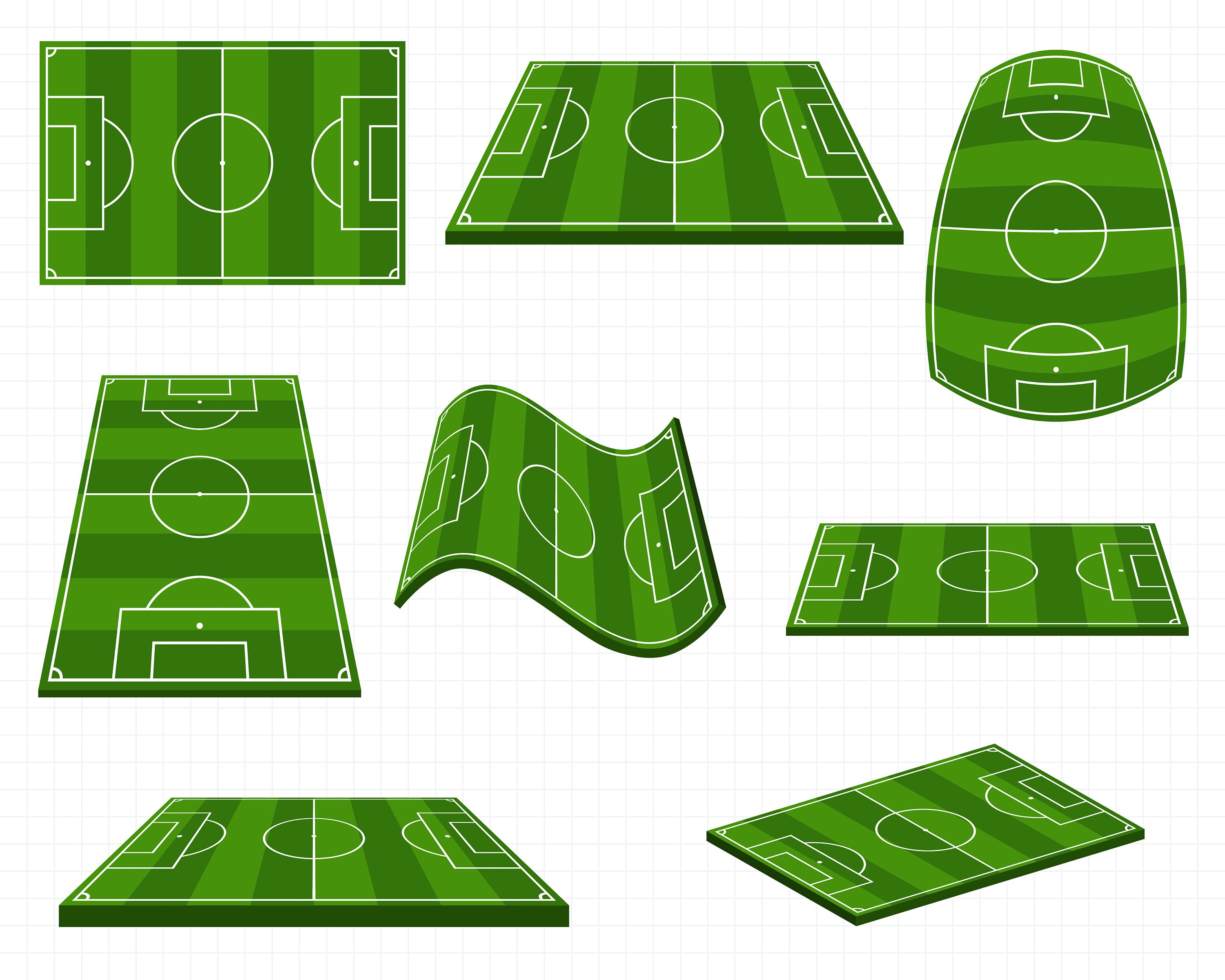 Top View of Football Field Clipart Set Vector Graphics Etsy