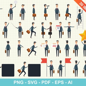 Juego de imágenes prediseñadas de personajes de hombre, gráficos vectoriales de caracteres, uso comercial, imágenes digitales, imágenes prediseñadas, uso comercial de imágenes prediseñadas
