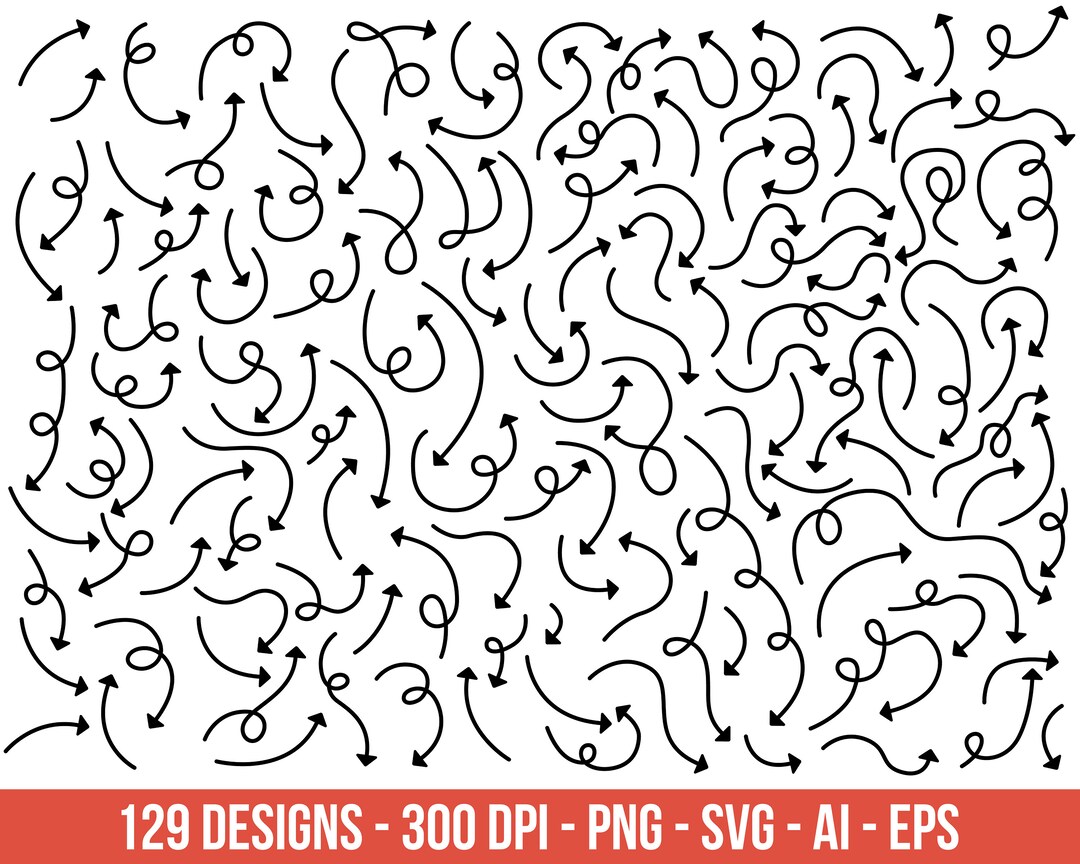 Arrows Lines Clipart, Arrow Clip Art, Hand Drawn – Clip Art Commercial ...