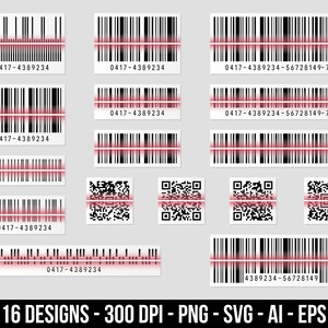 製品のバーコードと QR コードのクリップアート セット。商用および個人使用のためのデジタル画像またはベクター グラフィック。