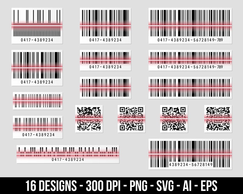 Product Barcode and Qr Code Clipart Set. Digital Images or Vector ...