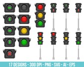 Traffic lights clipart set. Digital images or vector graphics for commercial and personal use.