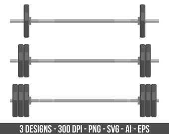 Barbell clipart set. Digital images or vector graphics for commercial and personal use.