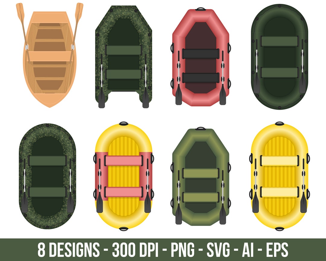 Wooden and Inflatable Boat Clipart Set. Digital Images or Etsy