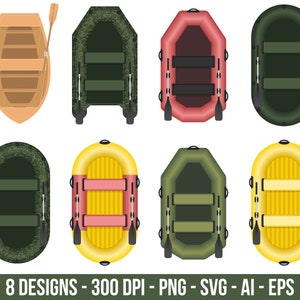 Ensemble de clipart en bois et gonflable de bateau. Images numériques ou graphiques vectoriels à usage commercial et personnel.