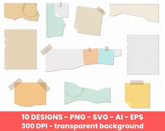 Torn paper clipart, ripped paper, old vintage paper, paper clipart, digital downlad clipart