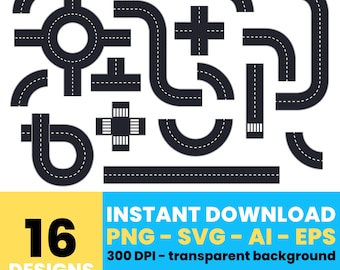 Road elements clipart, road segment clip art – clip art commercial use, vector graphics, digital images, instant download – CLP3