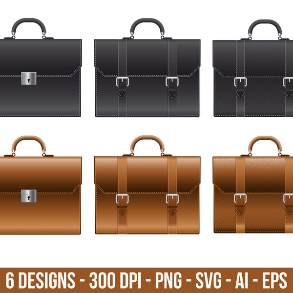 Business briefcase clipart set. Digital images or vector graphics for commercial and personal use.