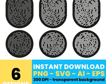 Fingerprint Clipart Collection – Digital Fingerprint Graphics, Vector Art for Creative Projects, Instant Download – CLP678