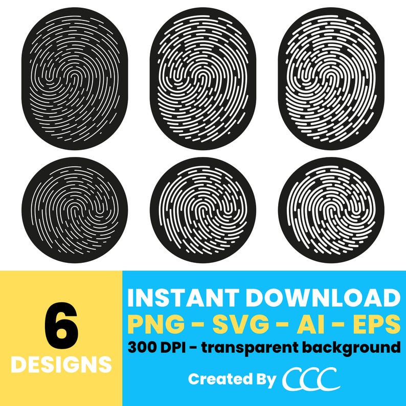 Fingerprint Collection. Design Fingerprint Clipart Collection – Digital Fingerprint Graphics, Vector ...