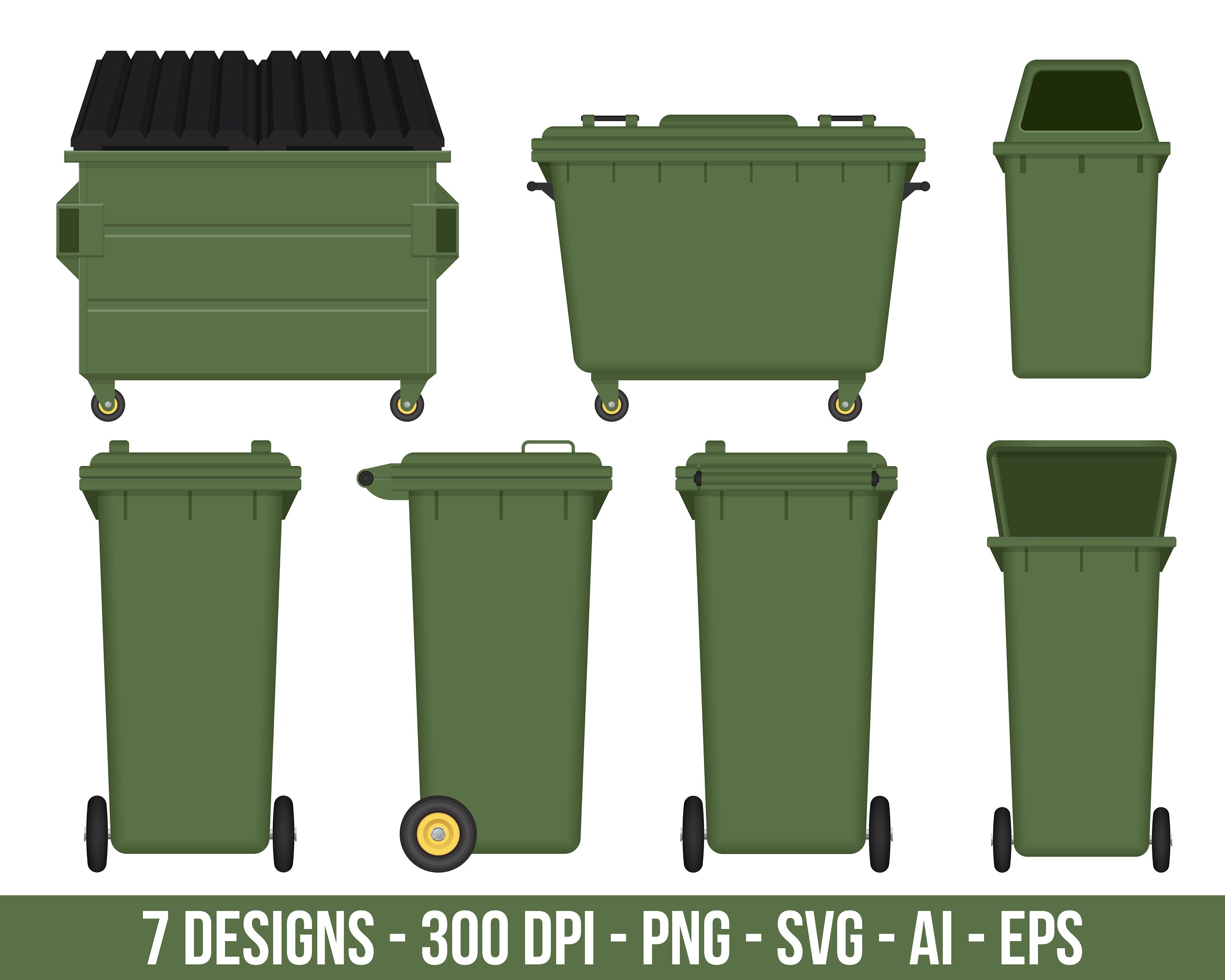 Dumpster Clipart Set. Digital Images or Vector Graphics for Etsy