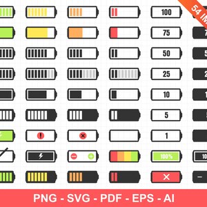 バッテリー充電レベルのクリップアート。バッテリー、アイコン、充電、インジケーター、サイン、電話、レベル。ベクター クリップアート プリント